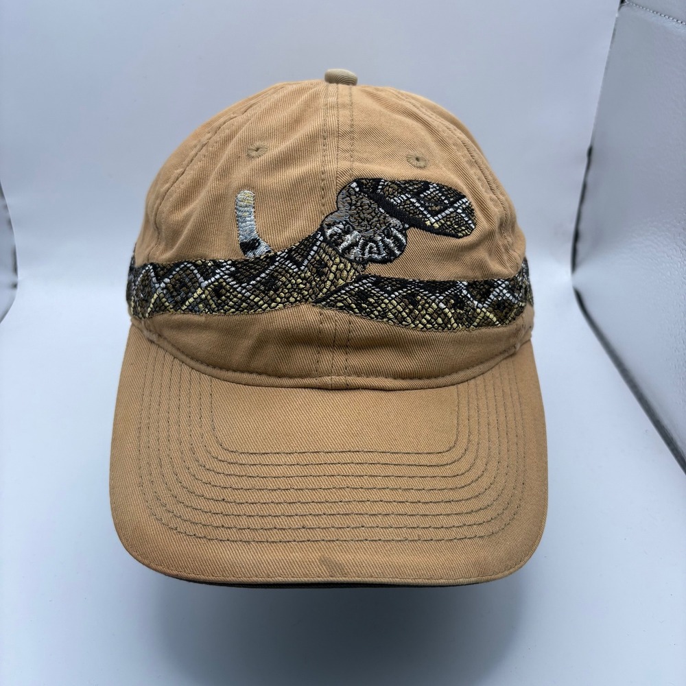 Wild Cotton Cape San Blas Rattlesnake Embroidered Tan Khaki Baseball Cap Hat